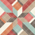 Seamless abstract pattern with patchwork in retro colors on texture background. Royalty Free Stock Photo